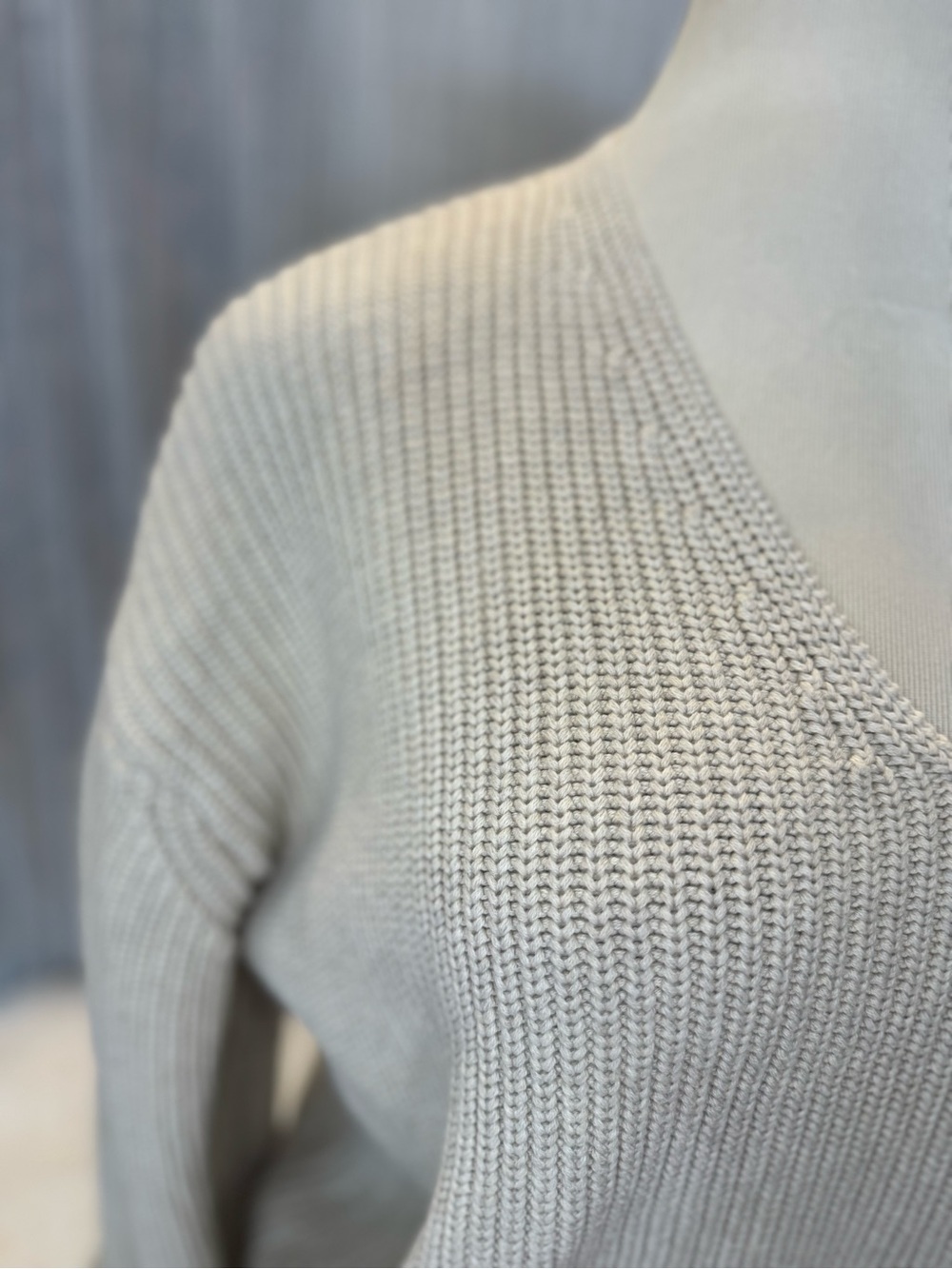 Quince Fisherman V-Neck Sweater 100% Organic Cotton in Speckled Beige Size Large - Picture 7 of 15